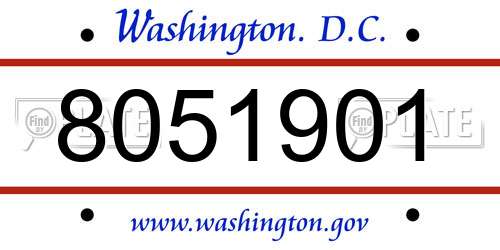 8051901 District Of Columbia License Plate