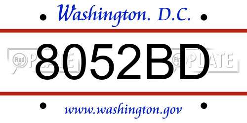 8052BD District Of Columbia License Plate