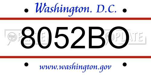 8052BO District Of Columbia License Plate