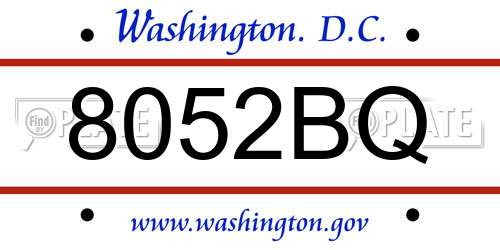8052BQ District Of Columbia License Plate