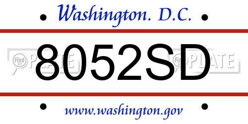 8052SD District Of Columbia License Plate