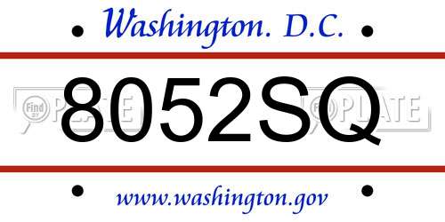 8052SQ District Of Columbia License Plate