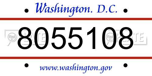 8055108 District Of Columbia License Plate