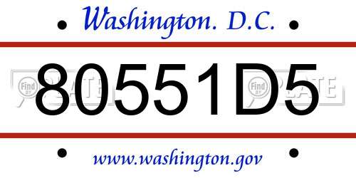 80551D5 District Of Columbia License Plate