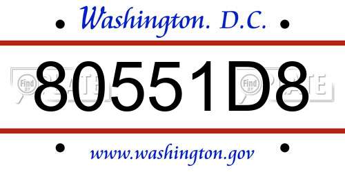 80551D8 District Of Columbia License Plate