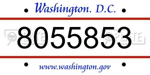 8055853 District Of Columbia License Plate