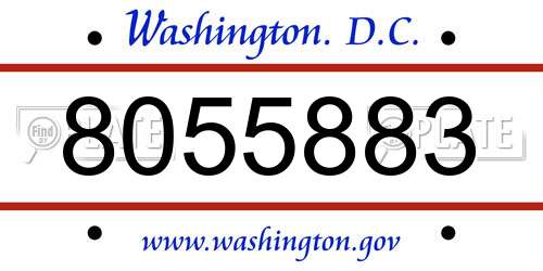 8055883 District Of Columbia License Plate