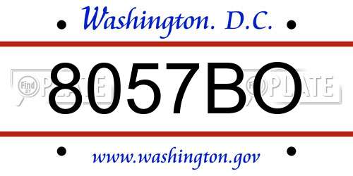 8057BO District Of Columbia License Plate