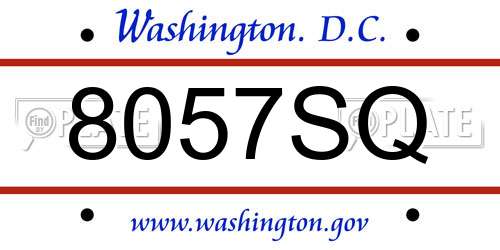 8057SQ District Of Columbia License Plate