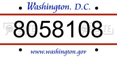 8058108 District Of Columbia License Plate