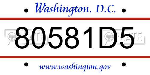 80581D5 District Of Columbia License Plate