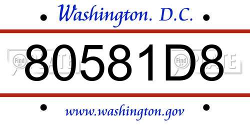 80581D8 District Of Columbia License Plate