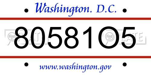 80581O5 District Of Columbia License Plate
