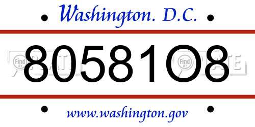 80581O8 District Of Columbia License Plate