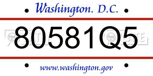 80581Q5 District Of Columbia License Plate