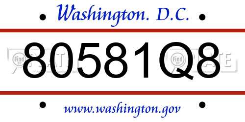80581Q8 District Of Columbia License Plate