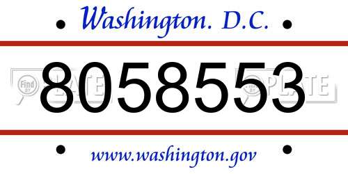 8058553 District Of Columbia License Plate