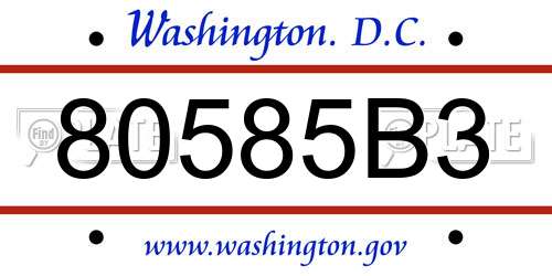 80585B3 District Of Columbia License Plate