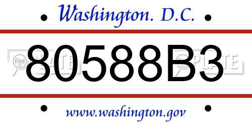 80588B3 District Of Columbia License Plate