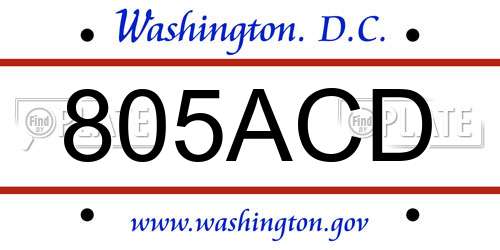 805ACD District Of Columbia License Plate