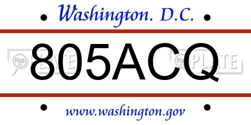805ACQ District Of Columbia License Plate