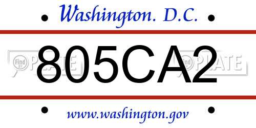 805CA2 District Of Columbia License Plate