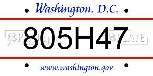805H47 District Of Columbia License Plate