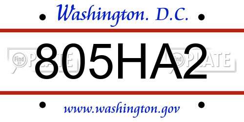 805HA2 District Of Columbia License Plate