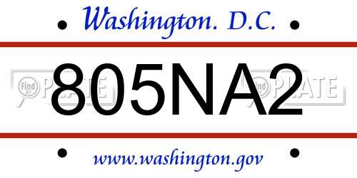 805NA2 District Of Columbia License Plate