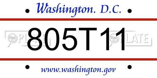 805T11 District Of Columbia License Plate