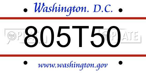 805T50 District Of Columbia License Plate