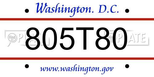 805T80 District Of Columbia License Plate