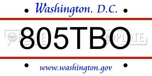 805TBO District Of Columbia License Plate