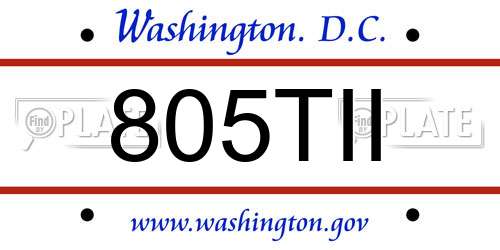 805TII District Of Columbia License Plate
