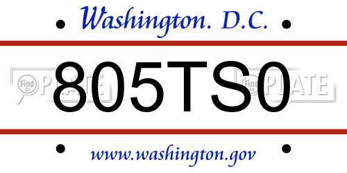 805TS0 District Of Columbia License Plate