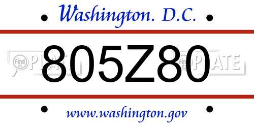 805Z80 District Of Columbia License Plate