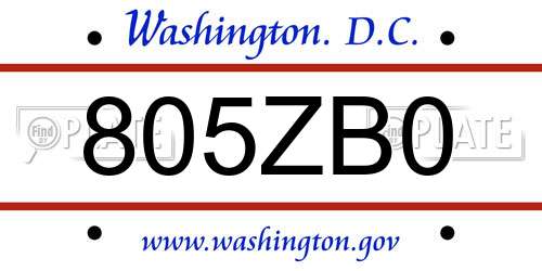 805ZB0 District Of Columbia License Plate