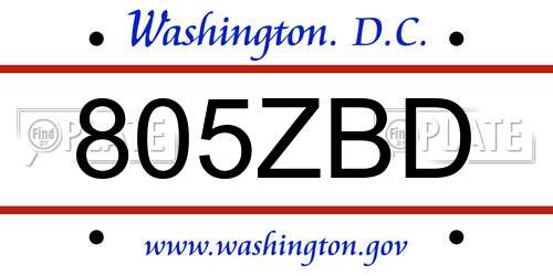 805ZBD District Of Columbia License Plate