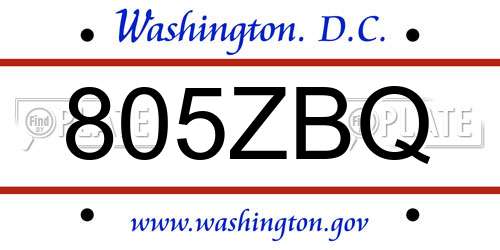 805ZBQ District Of Columbia License Plate