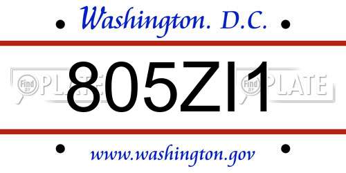 805ZI1 District Of Columbia License Plate