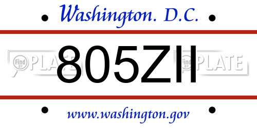 805ZII District Of Columbia License Plate