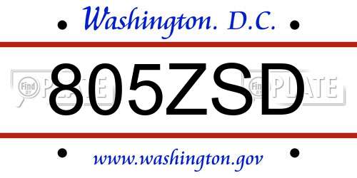 805ZSD District Of Columbia License Plate