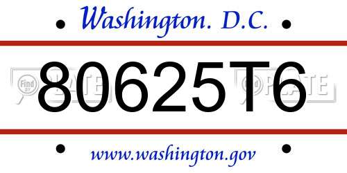 80625T6 District Of Columbia License Plate