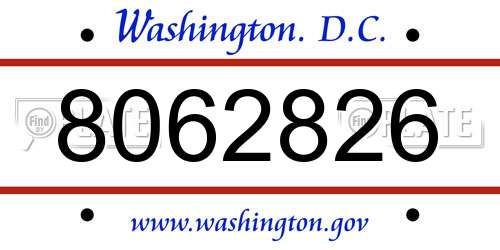 8062826 District Of Columbia License Plate