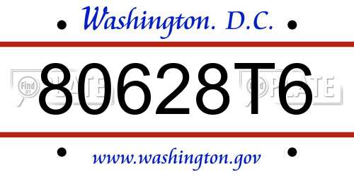 80628T6 District Of Columbia License Plate