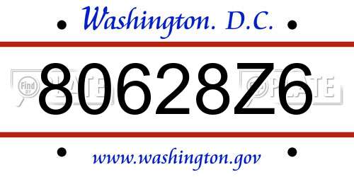 80628Z6 District Of Columbia License Plate