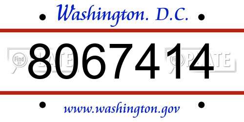 8067414 District Of Columbia License Plate
