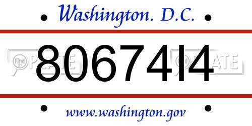 80674I4 District Of Columbia License Plate
