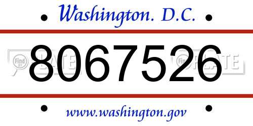 8067526 District Of Columbia License Plate
