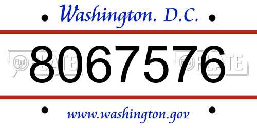 8067576 District Of Columbia License Plate